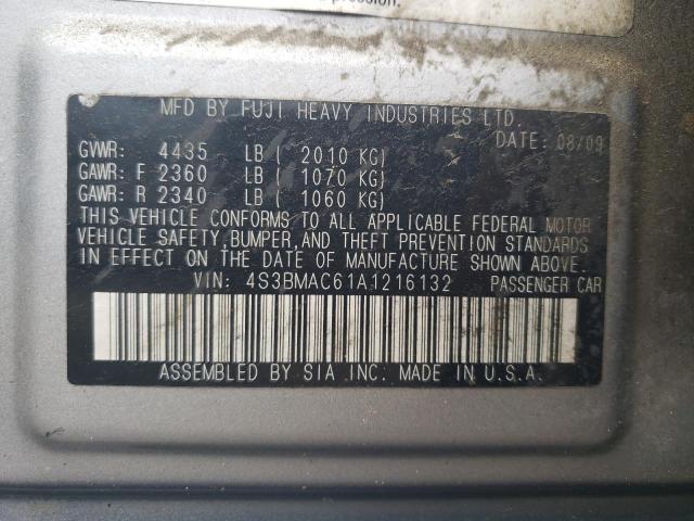 Photo 10 from auction – 2010 SUBARU LEGACY 2.5 with VIN 4S3BMAC61A1216132