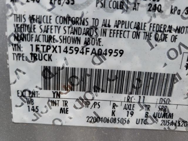 Photo 10 from auction – 2004 FORD F150 with VIN 1FTPX14594FA04959