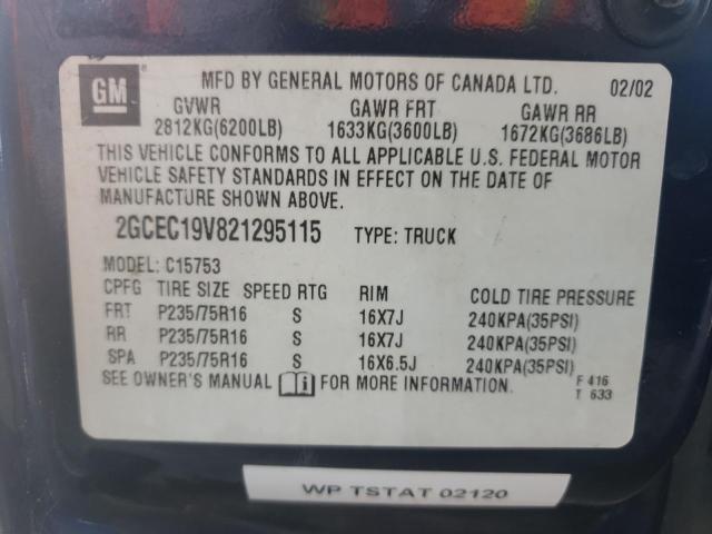 Photo 10 from auction – 2002 CHEVROLET SILVERADO with VIN 2GCEC19V821295115
