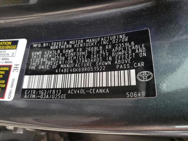 Photo 10 from auction – 2009 TOYOTA CAMRY BASE with VIN 4T4BE46K69R051522