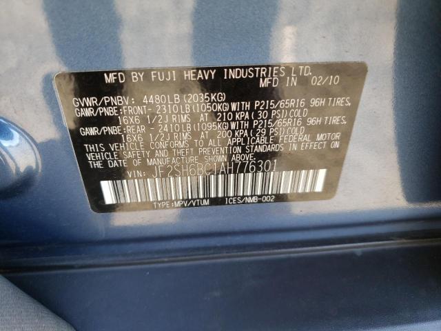 Photo 10 from auction – 2010 SUBARU FORESTER X with VIN JF2SH6BC1AH776301