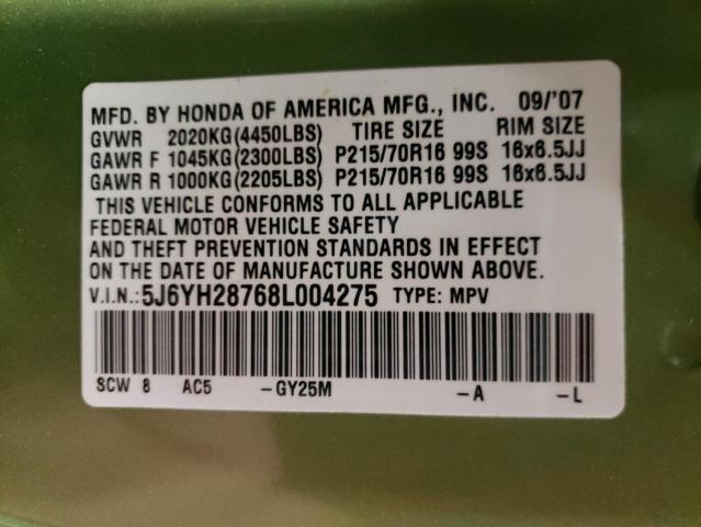 Photo 10 from auction – 2008 HONDA ELEMENT EX with VIN 5J6YH28768L004275