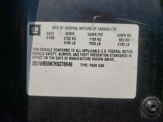 Photo 10 from auction – 2006 CHEVROLET IMPALA LS with VIN 2G1WB58K769278649