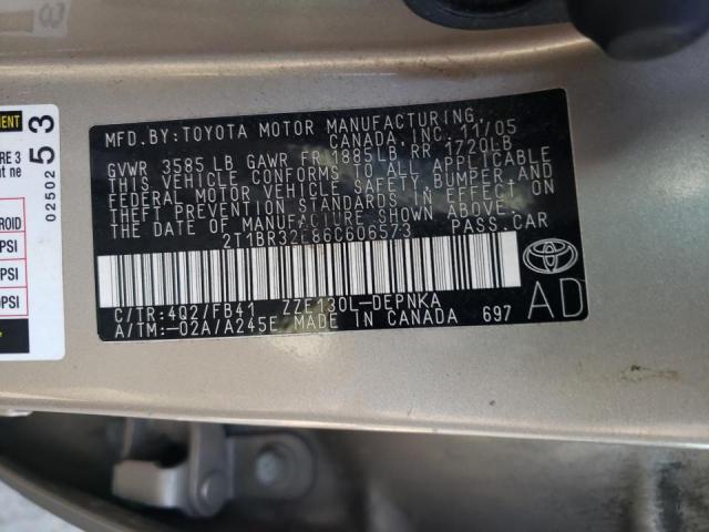 Фото 10 с аукциона – 2006 TOYOTA COROLLA CE с VIN 2T1BR32E86C606573
