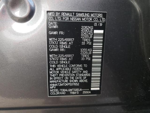 Photo 10 from auction – 2019 NISSAN ROGUE S with VIN KNMAT2MT0KP537652
