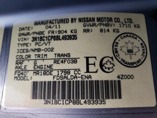 Photo 10 from auction – 2011 NISSAN VERSA S with VIN 3N1BC1CP8BL493935