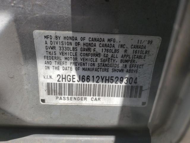 Photo 10 from auction – 2000 HONDA CIVIC BASE with VIN 2HGEJ6612YH529304