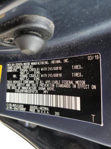 Photo 10 from auction – 2019 TOYOTA HIGHLANDER with VIN 5TDJZRFH8KS978726