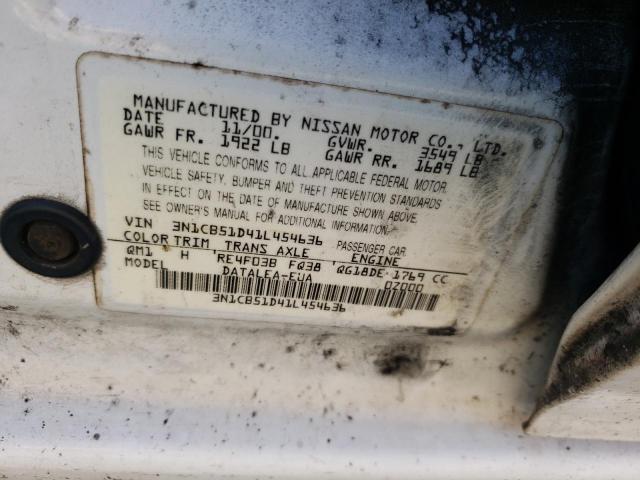 Photo 10 from auction – 2001 NISSAN SENTRA XE with VIN 3N1CB51D41L454636
