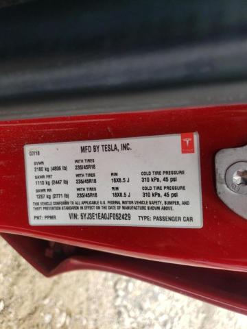 Photo 10 from auction – 2018 TESLA MODEL 3 with VIN 5YJ3E1EA0JF052429