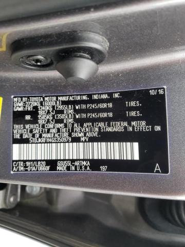 Photo 10 from auction – 2016 TOYOTA HIGHLANDER with VIN 5TDJKRFH4GS350979