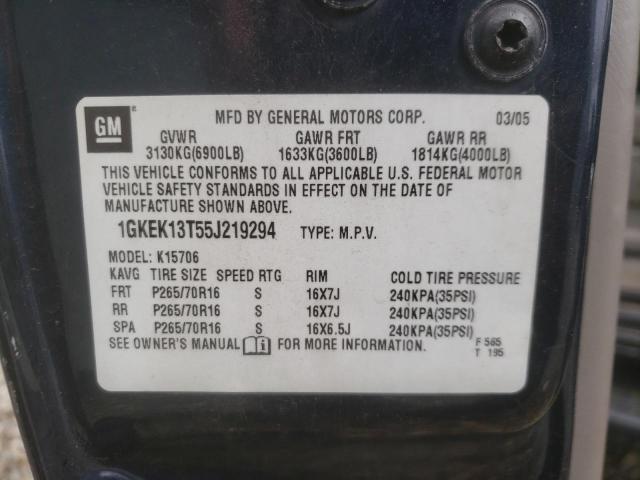 Photo 10 from auction – 2005 GMC YUKON with VIN 1GKEK13T55J219294