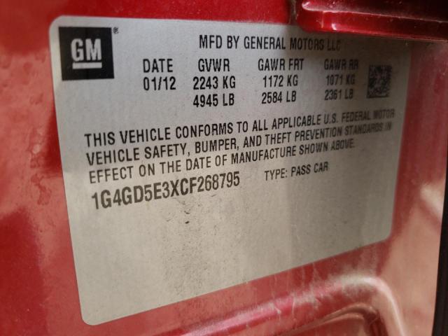 Photo 10 from auction – 2012 BUICK LACROSSE P with VIN 1G4GD5E3XCF268795