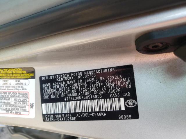 Photo 10 from auction – 2005 TOYOTA CAMRY LE with VIN 4T1BE30K65U545905