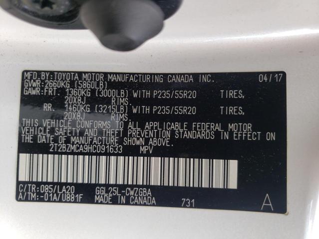 Photo 10 from auction – 2017 LEXUS RX 350 BAS with VIN 2T2BZMCA9HC091633
