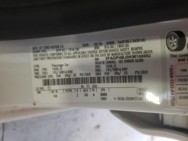 Photo 10 from auction – 2019 FORD FIESTA SE with VIN 3FADP4BJ0KM106982