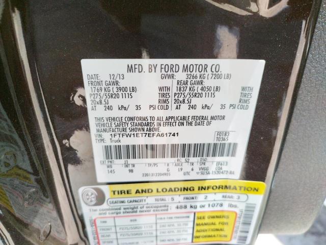 Photo 10 from auction – 2014 FORD F150 SUPER with VIN 1FTFW1ET7EFA61741
