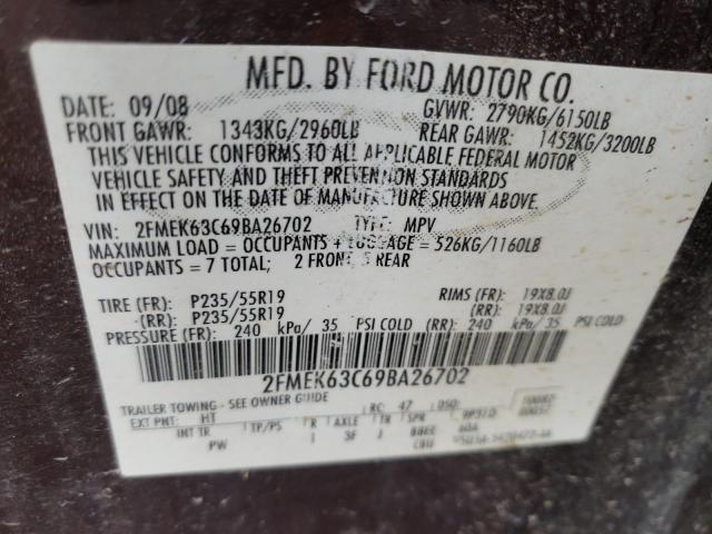 Photo 10 from auction – 2009 FORD FLEX LIMIT with VIN 2FMEK63C69BA26702