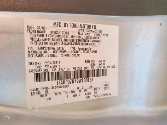 Photo 10 from auction – 2009 FORD FOCUS SEL with VIN 1FAHP37N49W130137