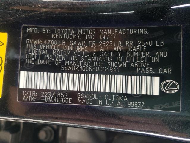 Photo 10 from auction – 2017 LEXUS ES 350 with VIN 58ABK1GG6HU064841