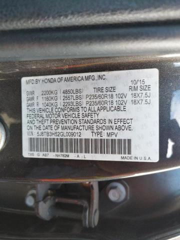 Photo 10 from auction – 2016 ACURA RDX TECHNO with VIN 5J8TB3H52GL009012