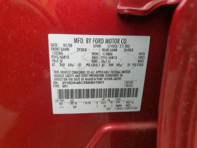 Photo 10 from auction – 2008 FORD EDGE SEL with VIN 2FMDK48C58BB01901