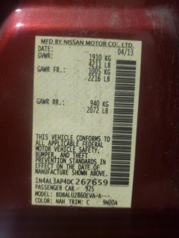 Photo 10 from auction – 2013 NISSAN ALTIMA 2.5 with VIN 1N4AL3AP4DC267659