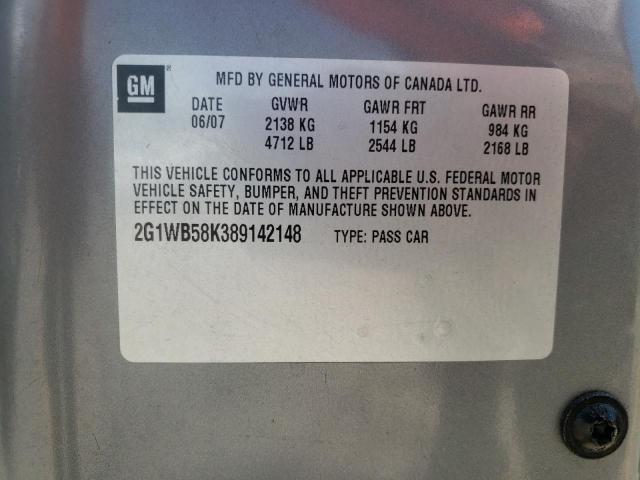 Photo 10 from auction – 2008 CHEVROLET IMPALA LS with VIN 2G1WB58K389142148