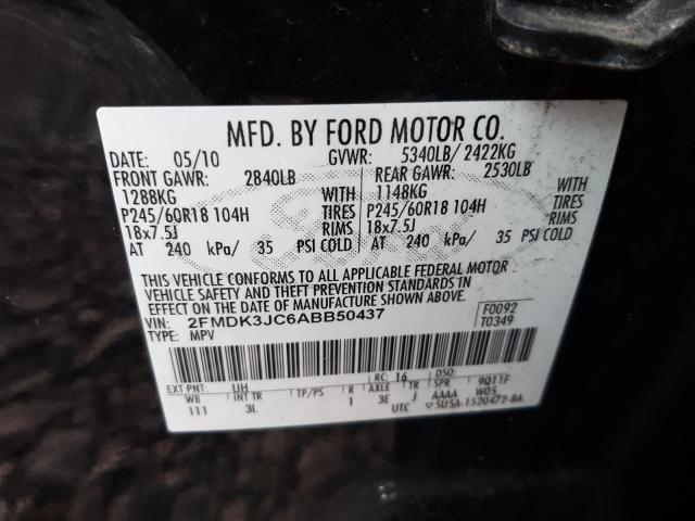 Photo 10 from auction – 2010 FORD EDGE SEL with VIN 2FMDK3JC6ABB50437