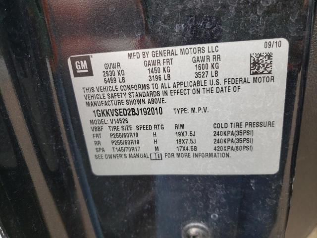 Photo 10 from auction – 2011 GMC ACADIA SLT with VIN 1GKKVSED2BJ192010