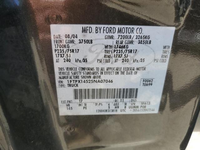 Photo 10 from auction – 2005 FORD F150 with VIN 1FTPX14525NA07046