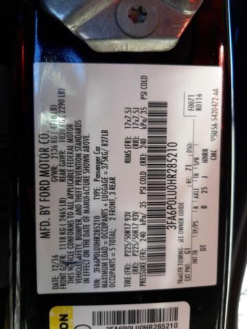 Photo 10 from auction – 2017 FORD FUSION SE with VIN 3FA6P0LU0HR285210
