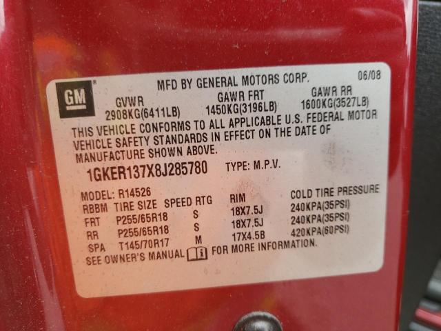 Photo 10 from auction – 2008 GMC ACADIA SLE with VIN 1GKER137X8J285780