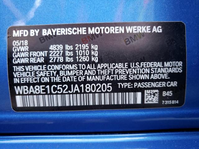 Photo 10 from auction – 2018 BMW 330E with VIN WBA8E1C52JA180205
