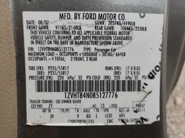 Photo 10 from auction – 2008 FORD MUSTANG with VIN 1ZVHT84N085127776