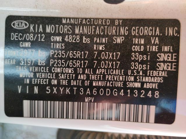 Photo 10 from auction – 2013 KIA SORENTO LX with VIN 5XYKT3A60DG413248
