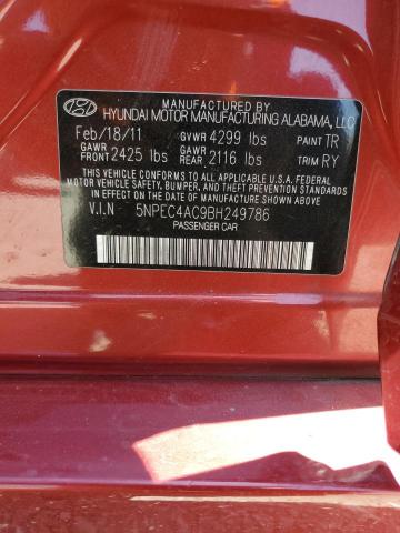 Photo 10 from auction – 2011 HYUNDAI SONATA SE with VIN 5NPEC4AC9BH249786