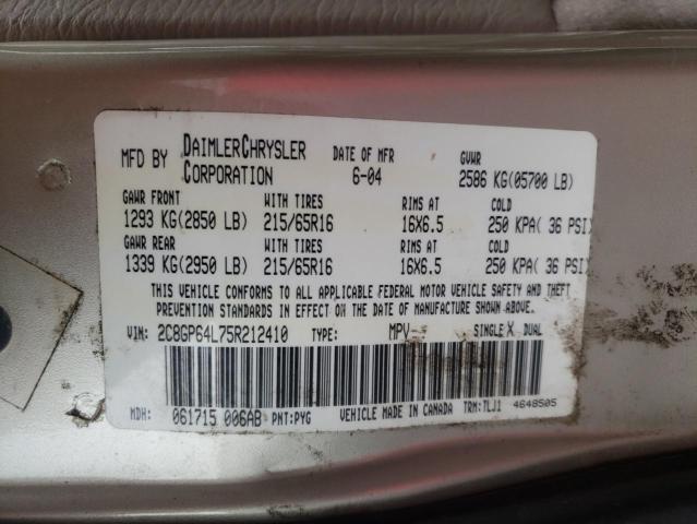 Photo 10 from auction – 2005 CHRYSLER TOWN & COU with VIN 2C8GP64L75R212410