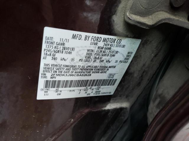 Photo 10 from auction – 2012 FORD EDGE SEL with VIN 2FMDK3J96CBA52628