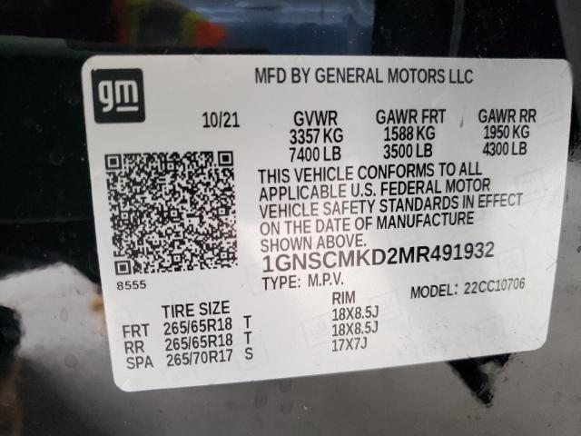 Photo 10 from auction – 2021 CHEVROLET TAHOE C150 with VIN 1GNSCMKD2MR491932