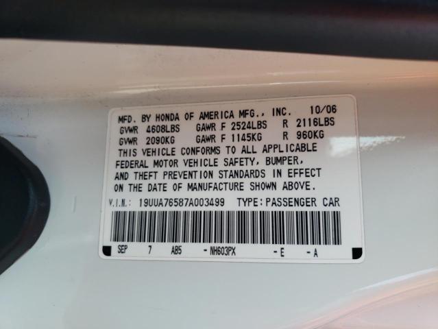 Photo 10 from auction – 2007 ACURA TL TYPE S with VIN 19UUA76587A003499