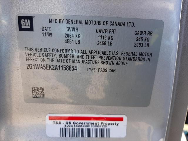 Photo 10 from auction – 2010 CHEVROLET IMPALA LS with VIN 2G1WA5EK2A1158854