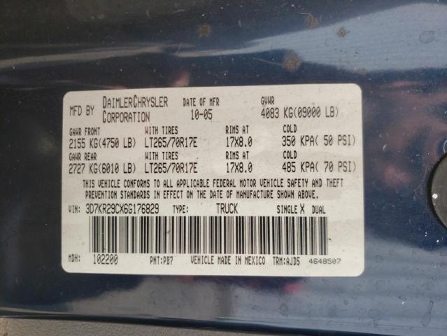 Photo 10 from auction – 2006 DODGE RAM 2500 with VIN 3D7KR29CX6G176829