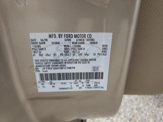 Photo 10 from auction – 2008 FORD F150 with VIN 1FTRX12W18FC19679