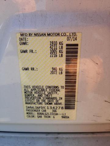 Photo 10 from auction – 2015 NISSAN ALTIMA 2.5 with VIN 1N4AL3AP3FC134278