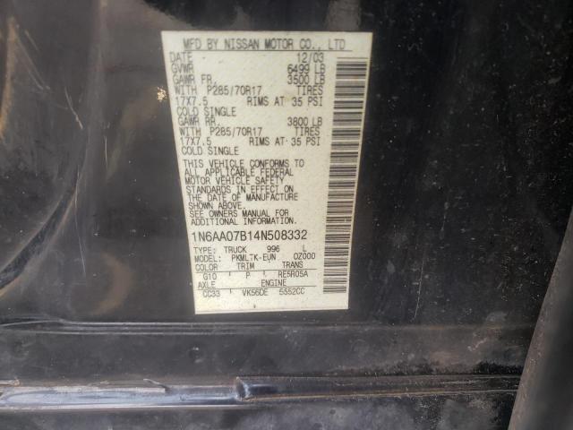 Photo 10 from auction – 2004 NISSAN TITAN XE with VIN 1N6AA07B14N508332