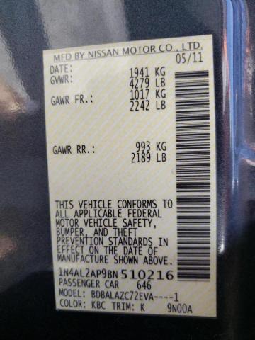 Photo 10 from auction – 2011 NISSAN ALTIMA BAS with VIN 1N4AL2AP9BN510216