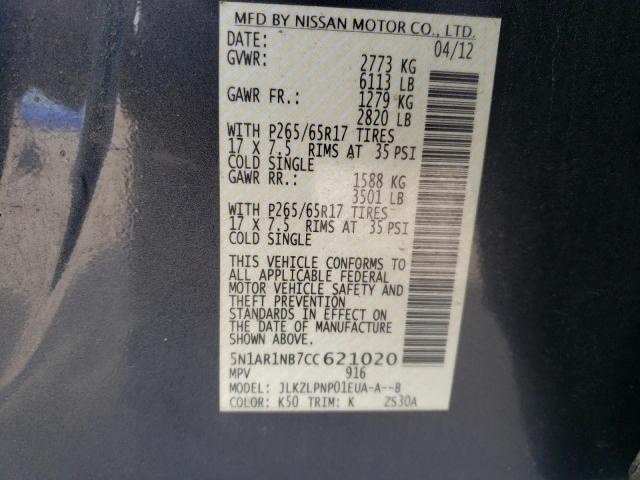 Photo 10 from auction – 2012 NISSAN PATHFINDER with VIN 5N1AR1NB7CC621020