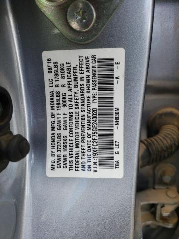 Photo 10 from auction – 2016 HONDA CIVIC EX with VIN 19XFC2F75GE240020