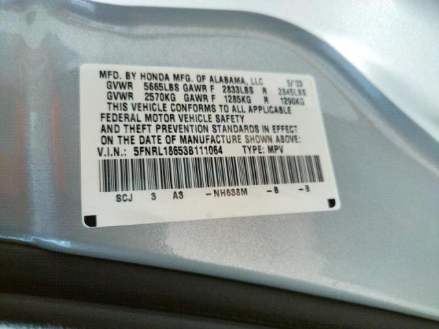 Photo 10 from auction – 2003 HONDA ODYSSEY EX with VIN 5FNRL18653B111064